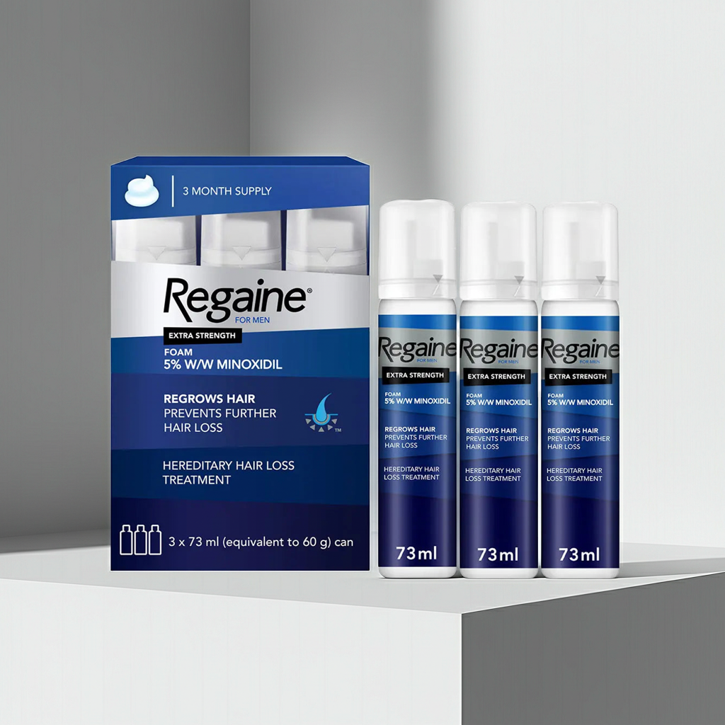 Regaine For Men 5% Hair Regrowth Foam 73ml - 3 Pack (3 Month Supply) Regaine