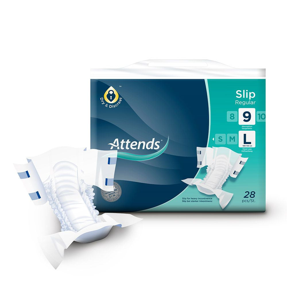 Attends Slip Regular 9 Large 28's Incontinence Adult Diapers Attends