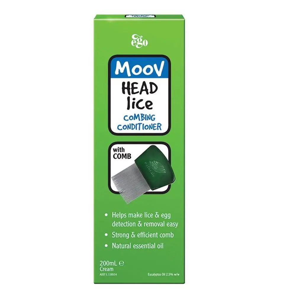 Ego Moov Head Lice Combing Conditioner, Lice Treatment Formula With Comb 200ml Ego QV